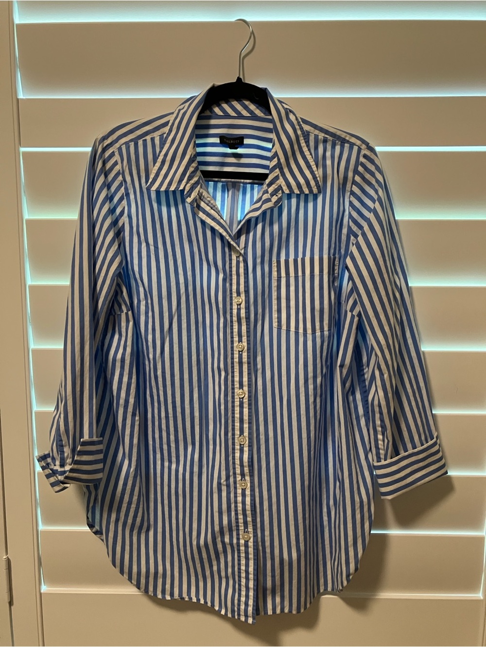 Talbots Blue & White Striped Cotton Button-Down Shirt